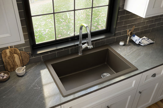 Karran Drop-in or undermount 33.0-in x 22.0-in Quartz Single bowl Kitchen Sink