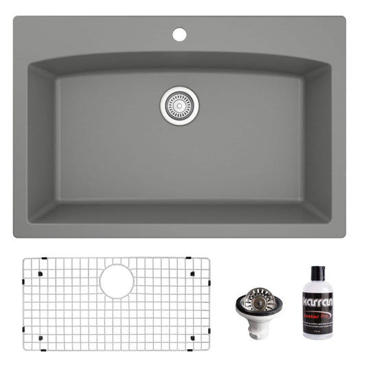Karran Drop-in or undermount 33-in x 22-in Quartz Single bowl Kitchen Sink