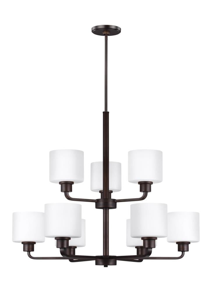 Generation Lighting Canfield 9 -Light Bronze Etched glass Metal Chandelier