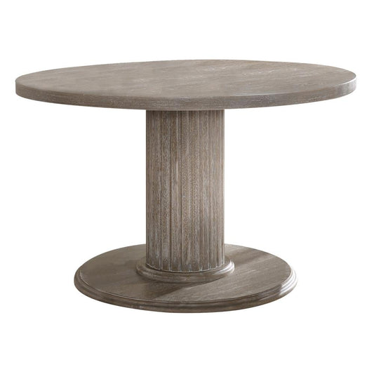 ACME FURNITURE Gabrian Reclaimed Gray Round Transitional Wood Dining Table, with Wood Finish and Wood Pedestal Base 47-in L x 31-in H
