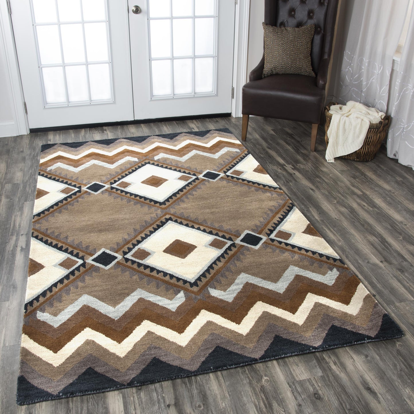 Alora Decor Pueblo 3 x 5 (ft) Tufted Wool Brown Rectangular Indoor Tribal Southwestern Professionally Clean Only Pet Friendly Area rug