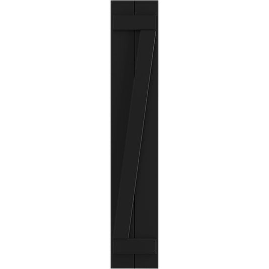 Ekena Millwork 10.75-in W x 46-in H Black Board and batten Z-bar Exterior Shutters ( 2 -Pack )