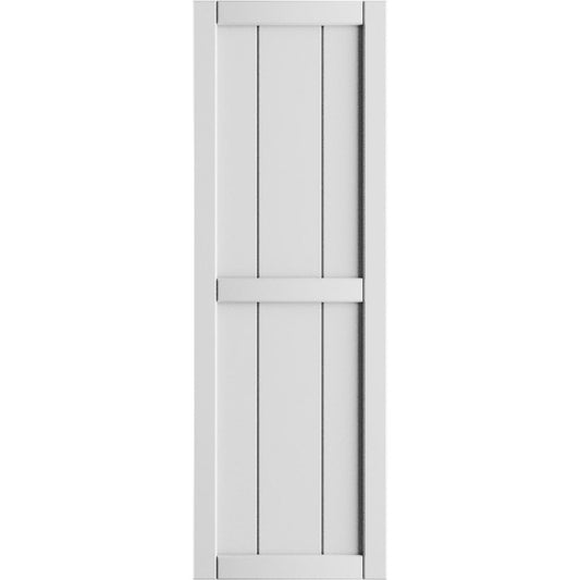 Ekena Millwork 16.125-in W x 66-in H White Paintable/Stainable Board and batten Framed Exterior Shutters ( 2 -Pack )