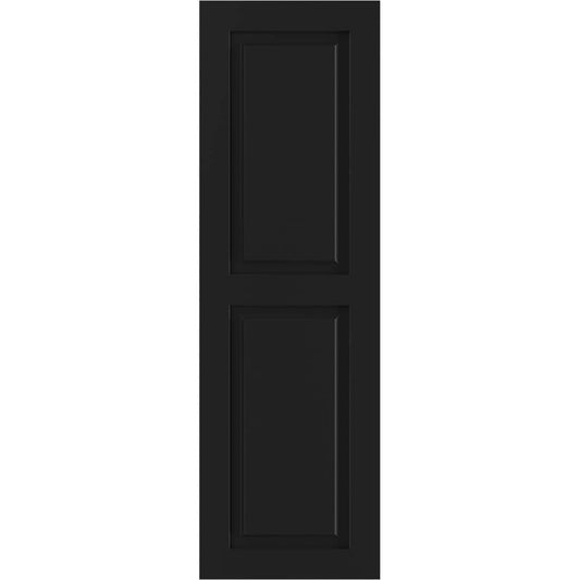 Ekena Millwork 12-in W x 52-in H Black Raised panel Exterior Shutters ( 2 -Pack )