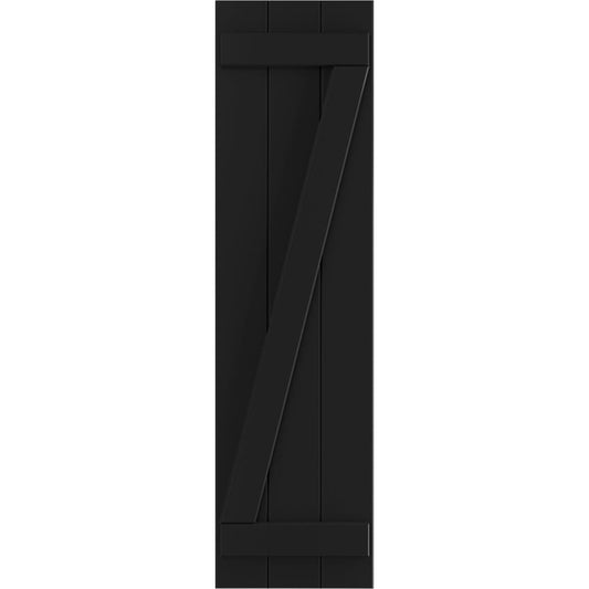 Ekena Millwork 16.125-in W x 54-in H Black Board and batten Z-bar Exterior Shutters ( 2 -Pack )