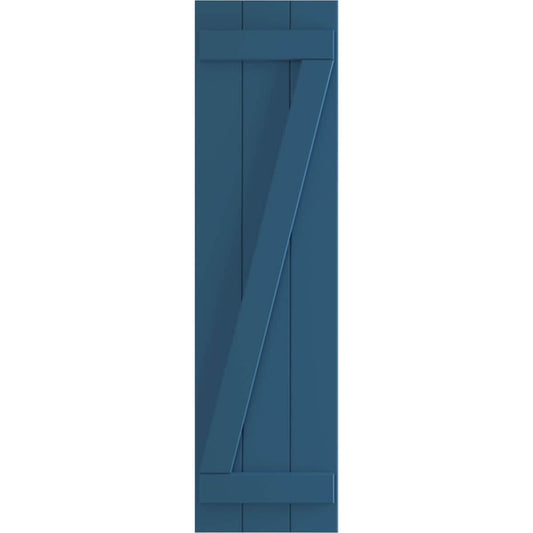 Ekena Millwork 16.125-in W x 59-in H Sojourn Blue Board and batten Z-bar Exterior Shutters ( 2 -Pack )