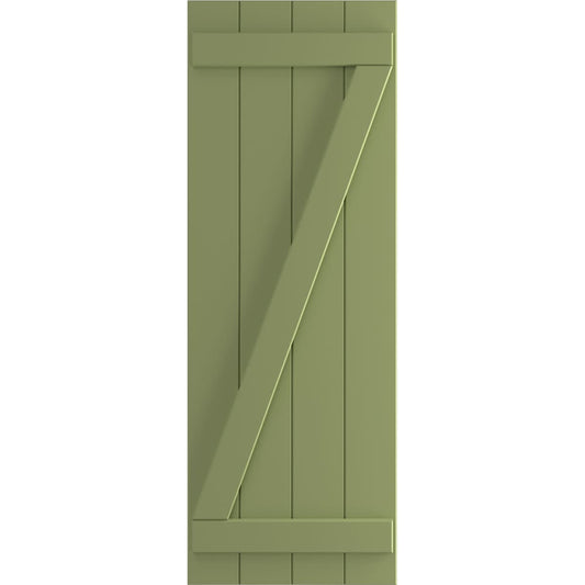 Ekena Millwork 21.5-in W x 44-in H Moss Green Board and batten Z-bar Exterior Shutters ( 2 -Pack )