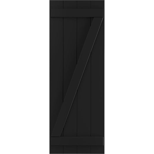 Ekena Millwork 21.5-in W x 43-in H Black Board and batten Z-bar Exterior Shutters ( 2 -Pack )