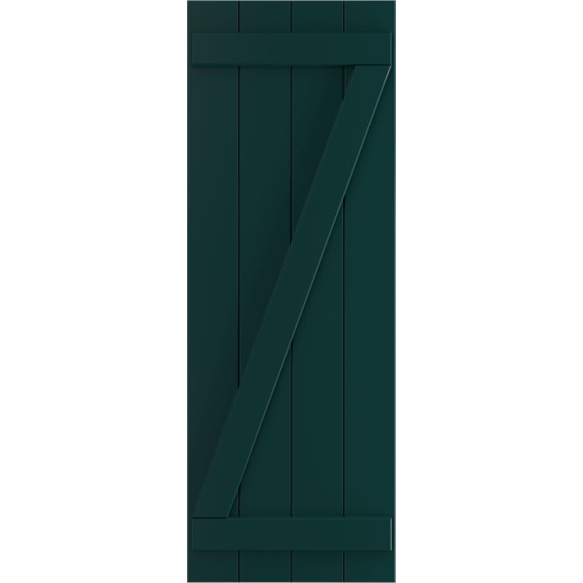 Ekena Millwork 21.5-in W x 39-in H Thermal Green Board and batten Z-bar Exterior Shutters ( 2 -Pack )