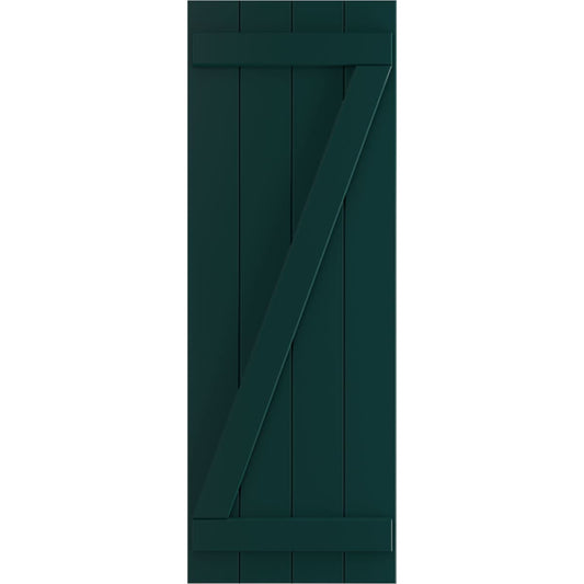 Ekena Millwork 21.5-in W x 39-in H Thermal Green Board and batten Z-bar Exterior Shutters ( 2 -Pack )