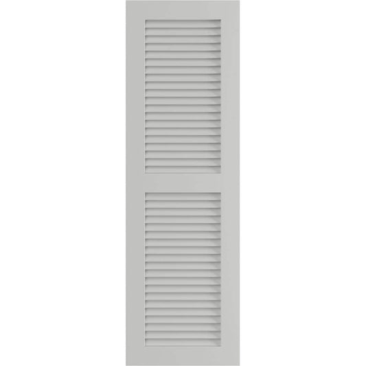 Ekena Millwork 15-in W x 64-in H Hailstorm Gray Louvered Exterior Shutters ( 2 -Pack )
