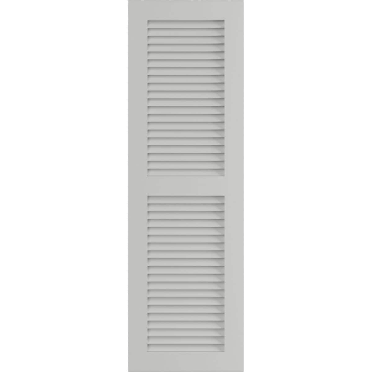 Ekena Millwork 12-in W x 62-in H Hailstorm Gray Louvered Exterior Shutters ( 2 -Pack )