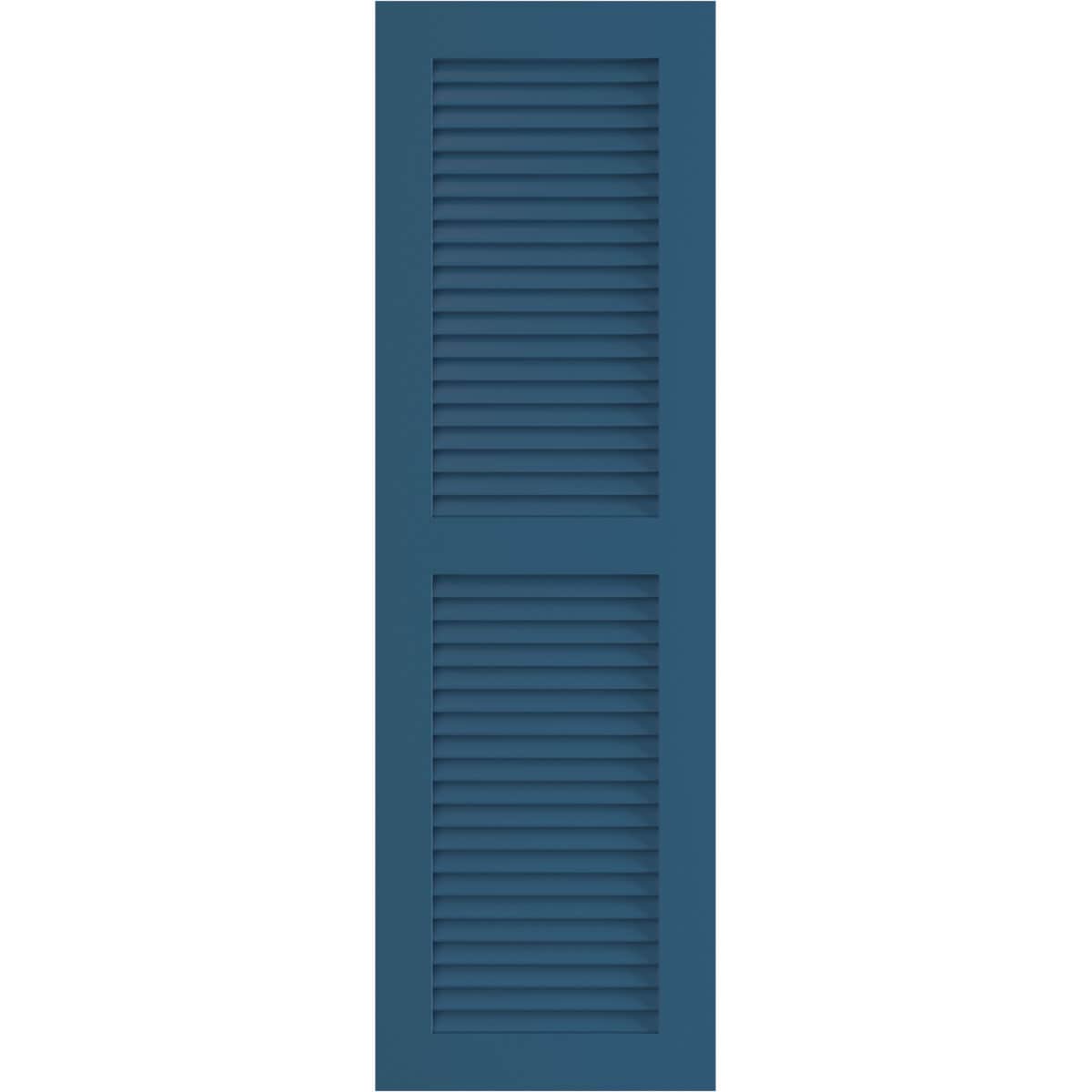 Ekena Millwork 18-in W x 68-in H Sojourn Blue Louvered Exterior Shutters ( 2 -Pack )