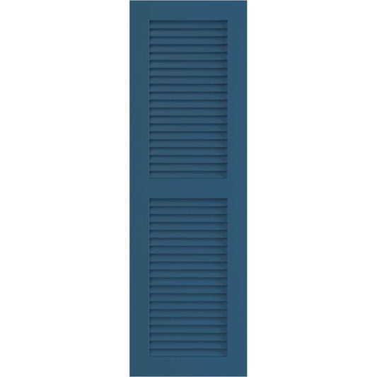 Ekena Millwork 15-in W x 39-in H Sojourn Blue Louvered Exterior Shutters ( 2 -Pack )