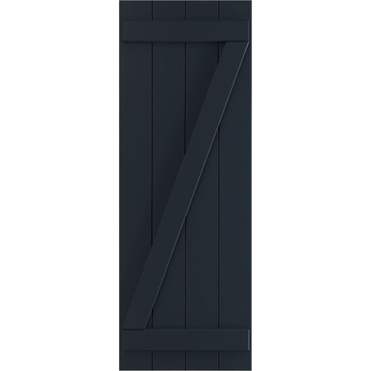 Ekena Millwork 21.5-in W x 37-in H Starless Night Blue Board and batten Z-bar Exterior Shutters ( 2 -Pack )