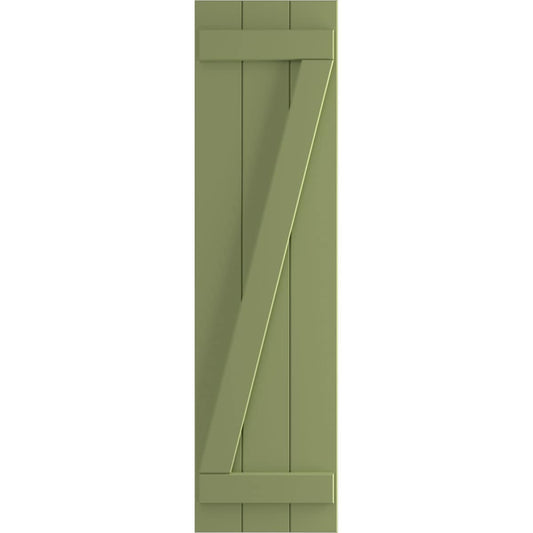 Ekena Millwork 16.125-in W x 54-in H Moss Green Board and batten Z-bar Exterior Shutters ( 2 -Pack )
