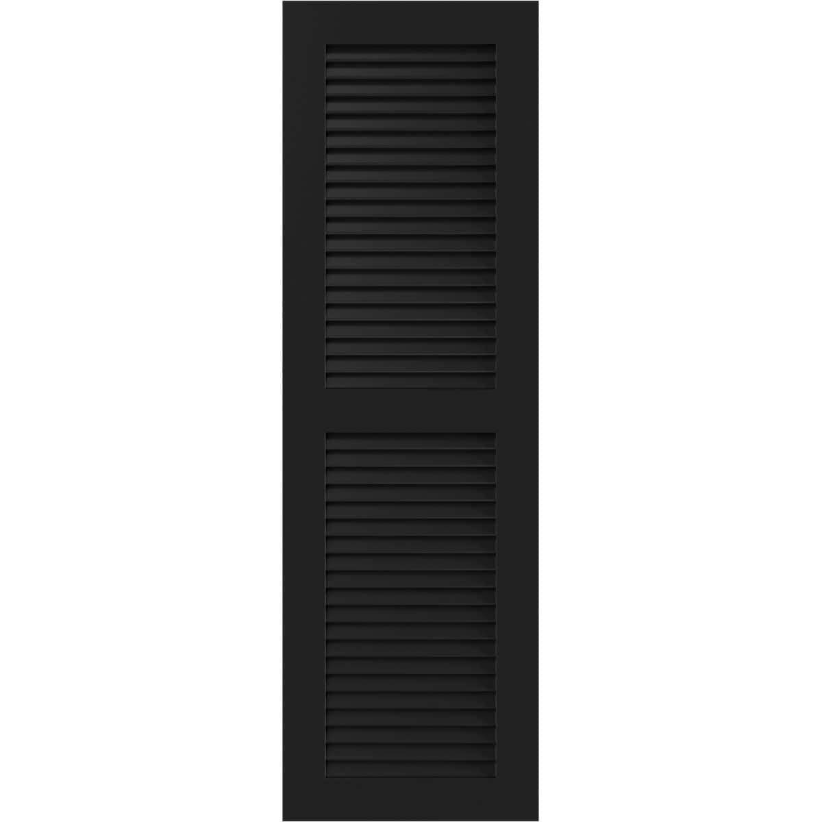 Ekena Millwork 12-in W x 57-in H Black Louvered Exterior Shutters ( 2 -Pack )
