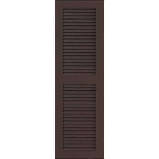 Ekena Millwork 15-in W x 69-in H Raisin Brown Louvered Exterior Shutters ( 2 -Pack )