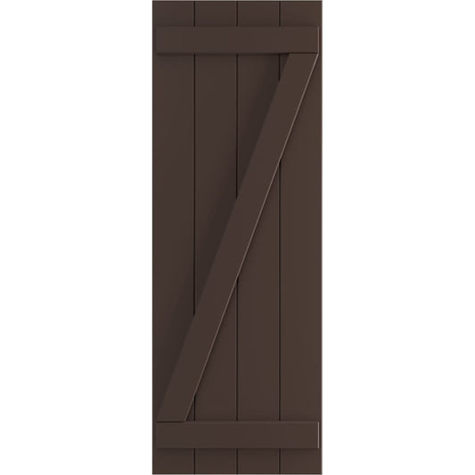 Ekena Millwork 21.5-in W x 50-in H Raisin Brown Board and batten Z-bar Exterior Shutters ( 2 -Pack )