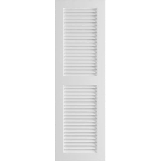 Ekena Millwork 12-in W x 59-in H White Paintable/Stainable Louvered Exterior Shutters ( 2 -Pack )