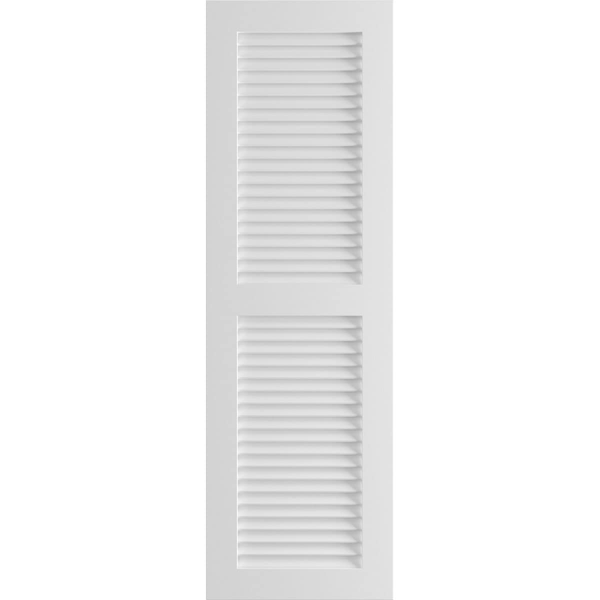 Ekena Millwork 15-in W x 77-in H White Paintable/Stainable Louvered Exterior Shutters ( 2 -Pack )