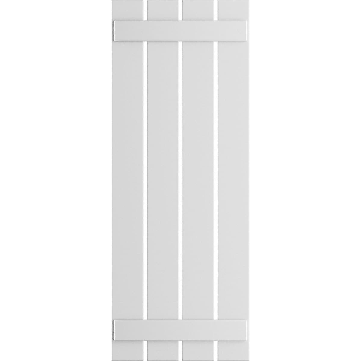 Ekena Millwork 23-in W x 32-in H White Paintable/Stainable Board and batten Spaced Exterior Shutters ( 2 -Pack )