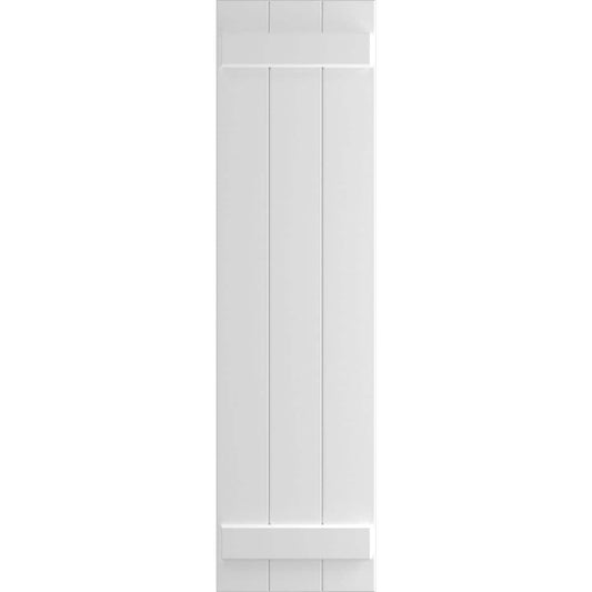 Ekena Millwork 16.125-in W x 52-in H White Paintable/Stainable Board and batten Exterior Shutters ( 2 -Pack )