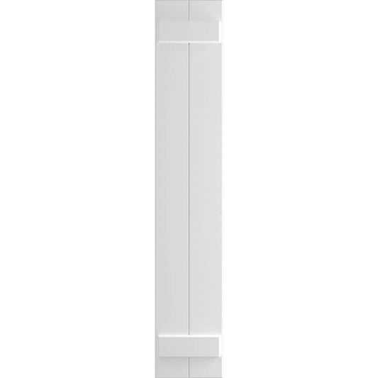 Ekena Millwork 10.75-in W x 47-in H White Paintable/Stainable Board and batten Exterior Shutters ( 2 -Pack )