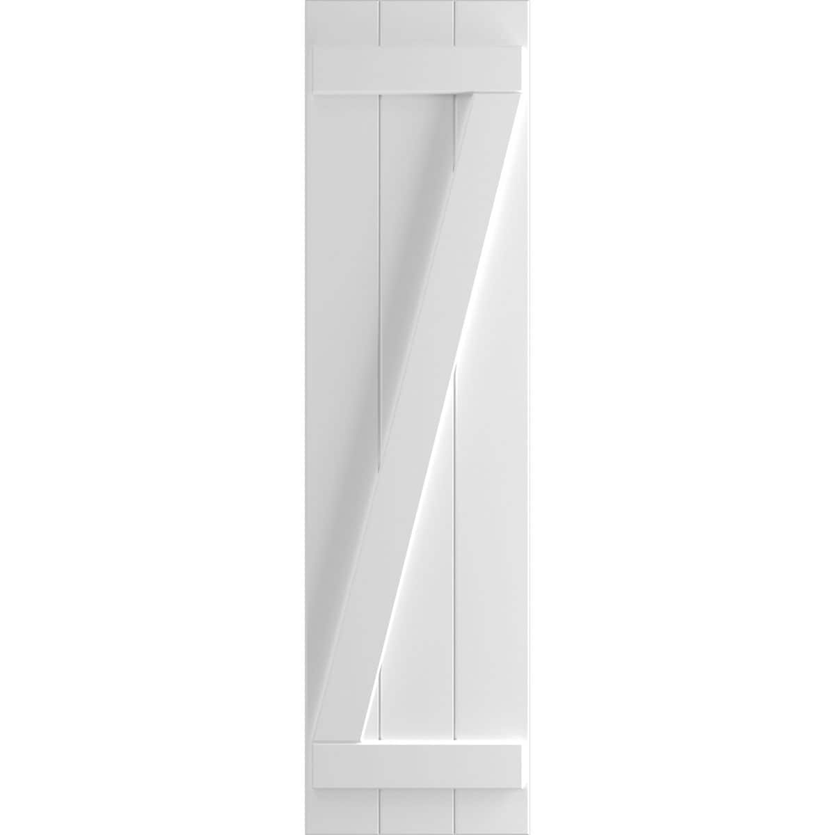 Ekena Millwork 16.125-in W x 69-in H White Paintable/Stainable Board and batten Z-bar Exterior Shutters ( 2 -Pack )