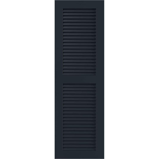 Ekena Millwork 15-in W x 63-in H Starless Night Blue Louvered Exterior Shutters ( 2 -Pack )