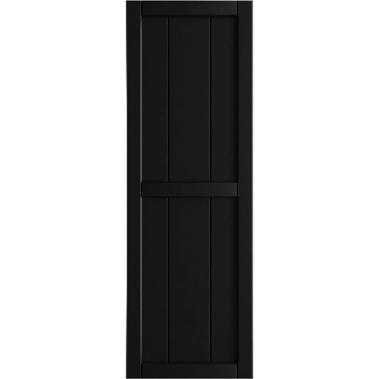 Ekena Millwork 16.125-in W x 79-in H Black Board and batten Framed Exterior Shutters ( 2 -Pack )