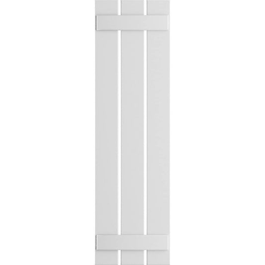 Ekena Millwork 17.125-in W x 34-in H White Paintable/Stainable Board and batten Spaced Exterior Shutters ( 2 -Pack )