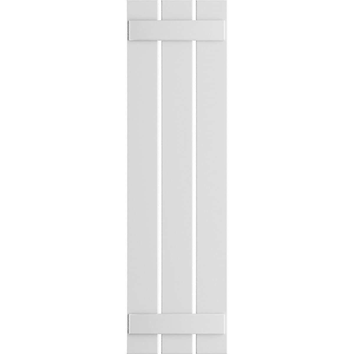 Ekena Millwork 17.125-in W x 28-in H White Paintable/Stainable Board and batten Spaced Exterior Shutters ( 2 -Pack )