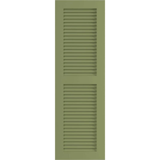 Ekena Millwork 12-in W x 62-in H Moss Green Louvered Exterior Shutters ( 2 -Pack )