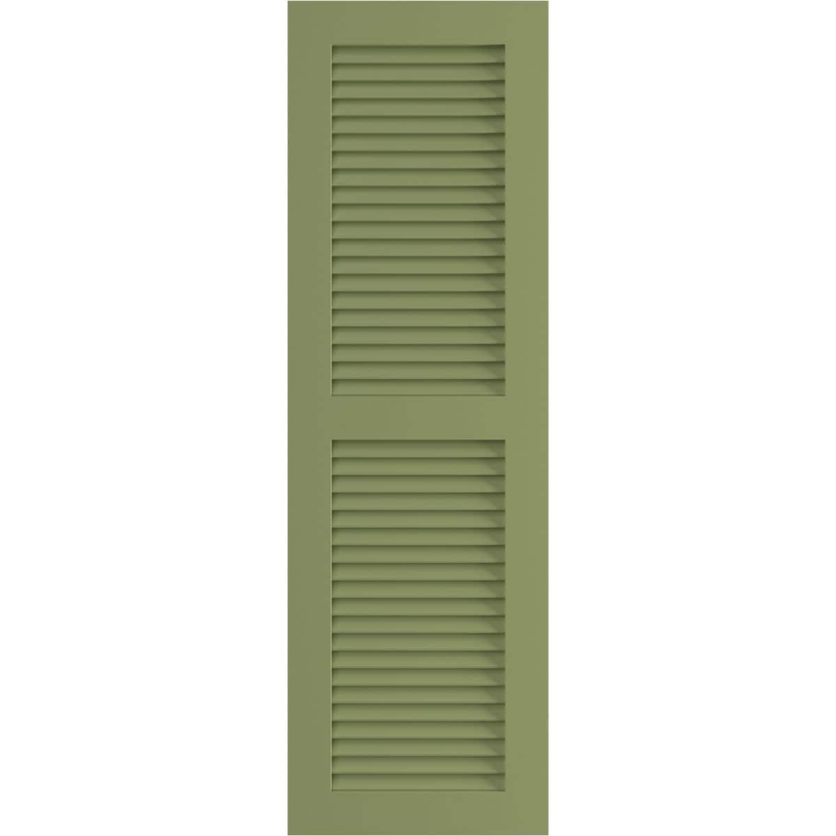 Ekena Millwork 18-in W x 40-in H Moss Green Louvered Exterior Shutters ( 2 -Pack )