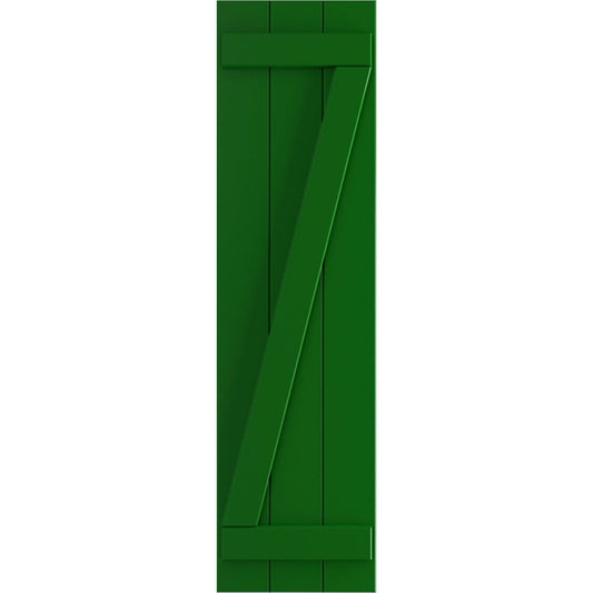Ekena Millwork 16.125-in W x 34-in H Viridian Green Board and batten Z-bar Exterior Shutters ( 2 -Pack )