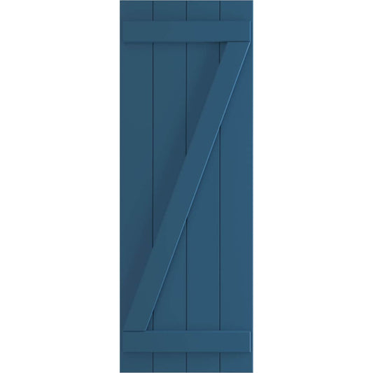 Ekena Millwork 21.5-in W x 46-in H Sojourn Blue Board and batten Z-bar Exterior Shutters ( 2 -Pack )