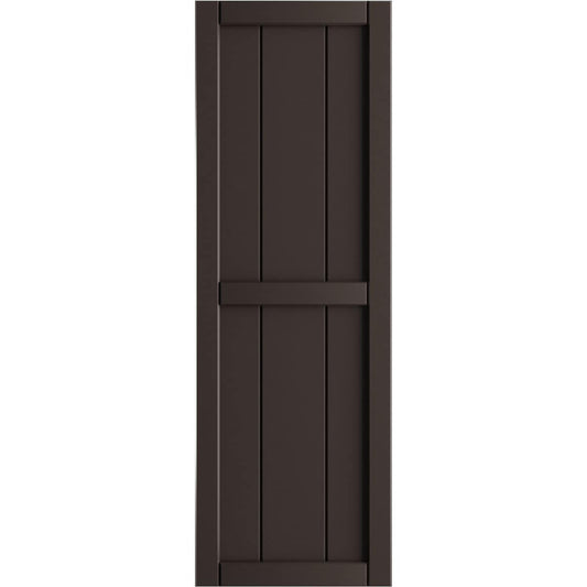 Ekena Millwork 16.125-in W x 65-in H Raisin Brown Board and batten Framed Exterior Shutters ( 2 -Pack )