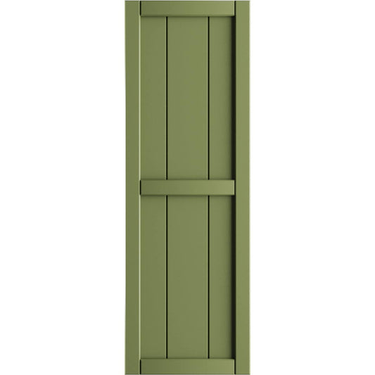Ekena Millwork 16.125-in W x 74-in H Moss Green Board and batten Framed Exterior Shutters ( 2 -Pack )