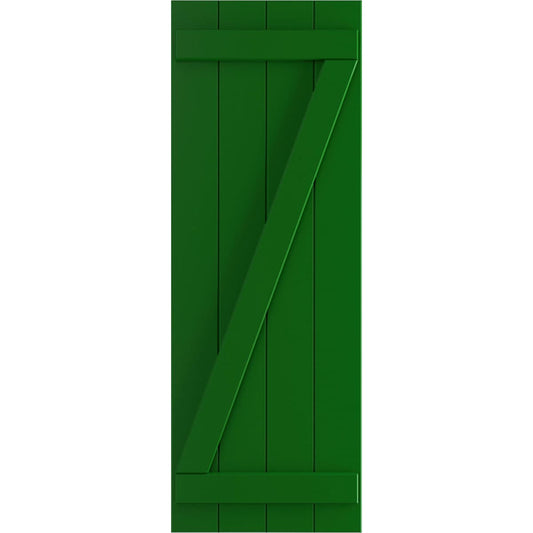 Ekena Millwork 21.5-in W x 28-in H Viridian Green Board and batten Z-bar Exterior Shutters ( 2 -Pack )