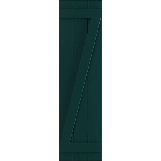 Ekena Millwork 16.125-in W x 67-in H Thermal Green Board and batten Z-bar Exterior Shutters ( 2 -Pack )