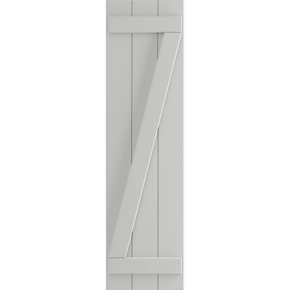 Ekena Millwork 16.125-in W x 36-in H Hailstorm Gray Board and batten Z-bar Exterior Shutters ( 2 -Pack )