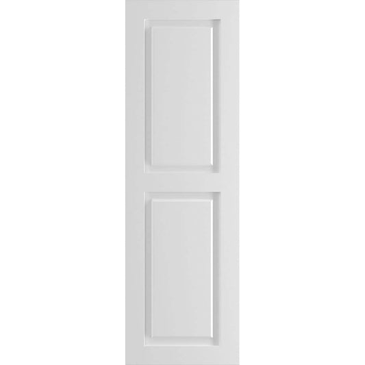 Ekena Millwork 18-in W x 42-in H White Paintable/Stainable Raised panel Exterior Shutters ( 2 -Pack )