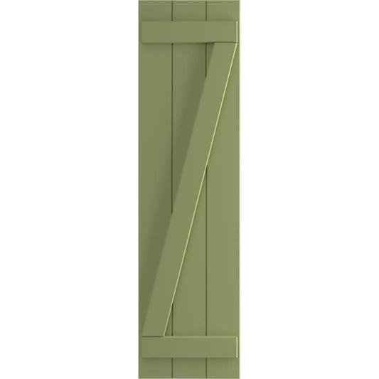 Ekena Millwork 16.125-in W x 70-in H Moss Green Board and batten Z-bar Exterior Shutters ( 2 -Pack )
