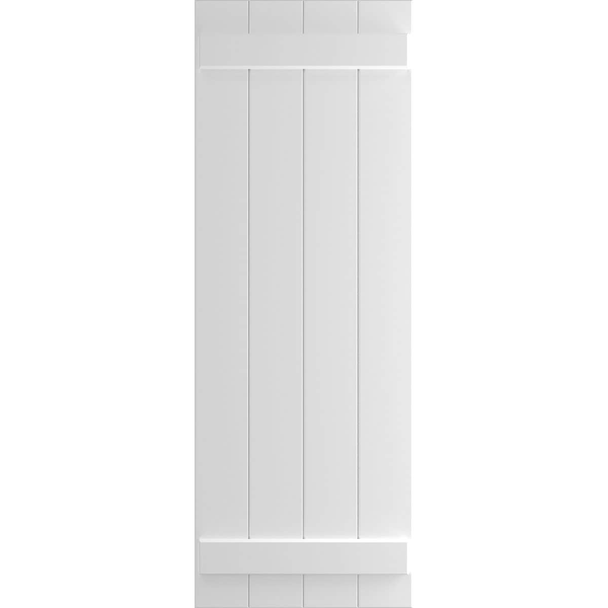 Ekena Millwork 21.5-in W x 28-in H White Paintable/Stainable Board and batten Exterior Shutters ( 2 -Pack )