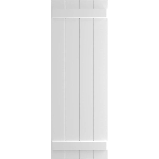 Ekena Millwork 21.5-in W x 53-in H White Paintable/Stainable Board and batten Exterior Shutters ( 2 -Pack )