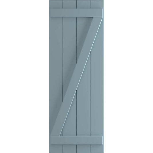 Ekena Millwork 21.5-in W x 40-in H Peaceful Blue Board and batten Z-bar Exterior Shutters ( 2 -Pack )