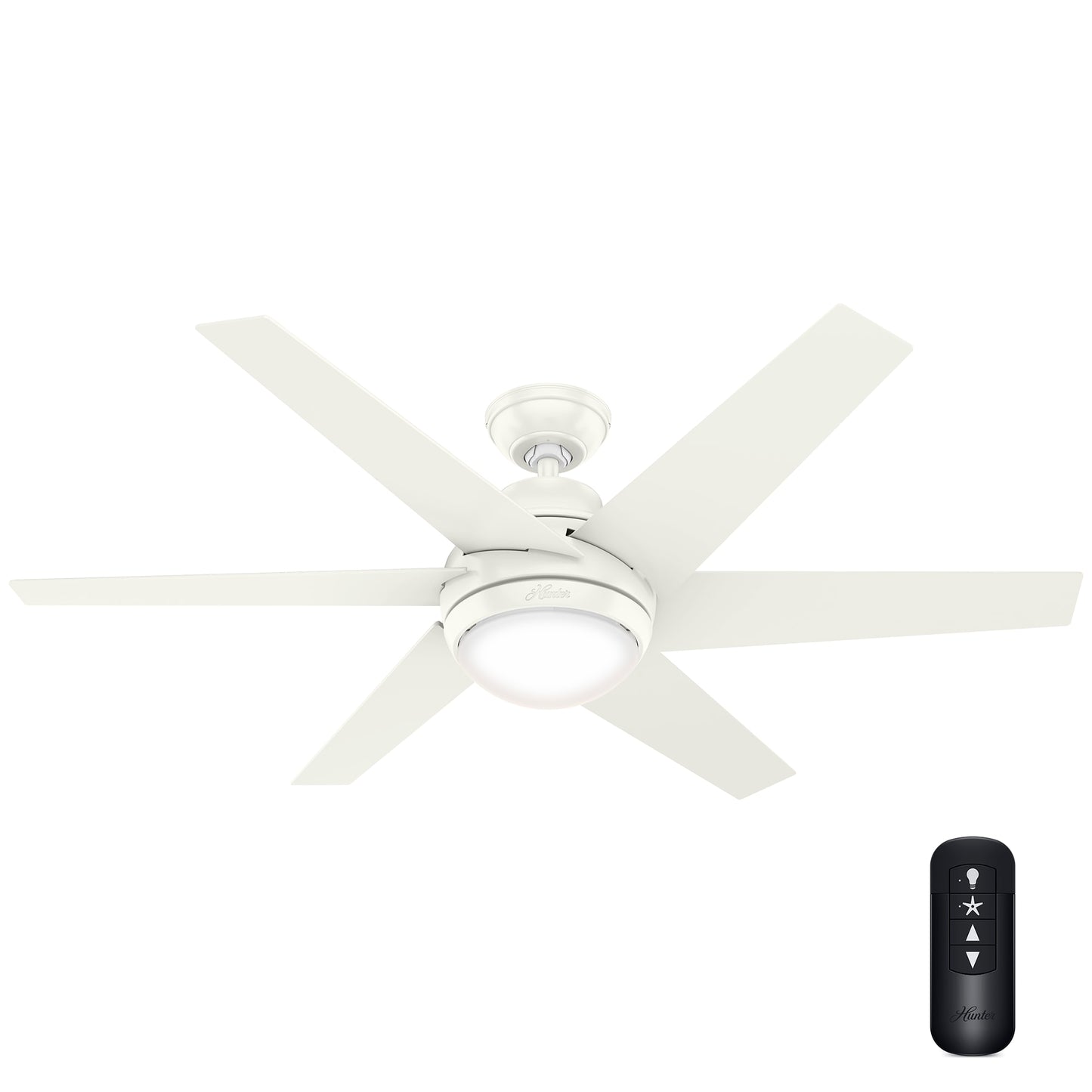 Hunter Sotto 52-in Fresh White with Fresh White Blades Ceiling Fan With Light 6 -Blade