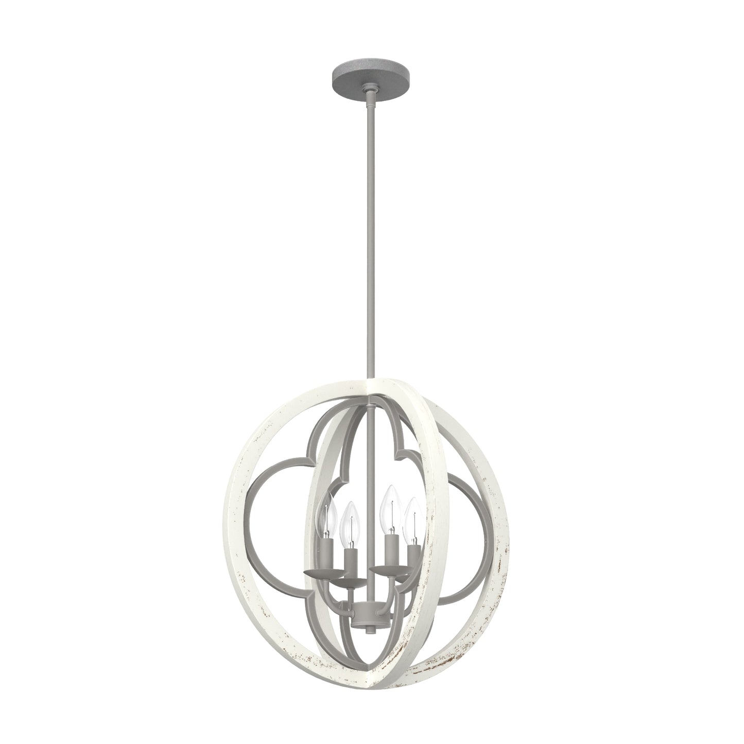 Hunter Gablecrest 4 -Light Concrete with Rustic White Rustic Geometric Medium Hanging Pendant light