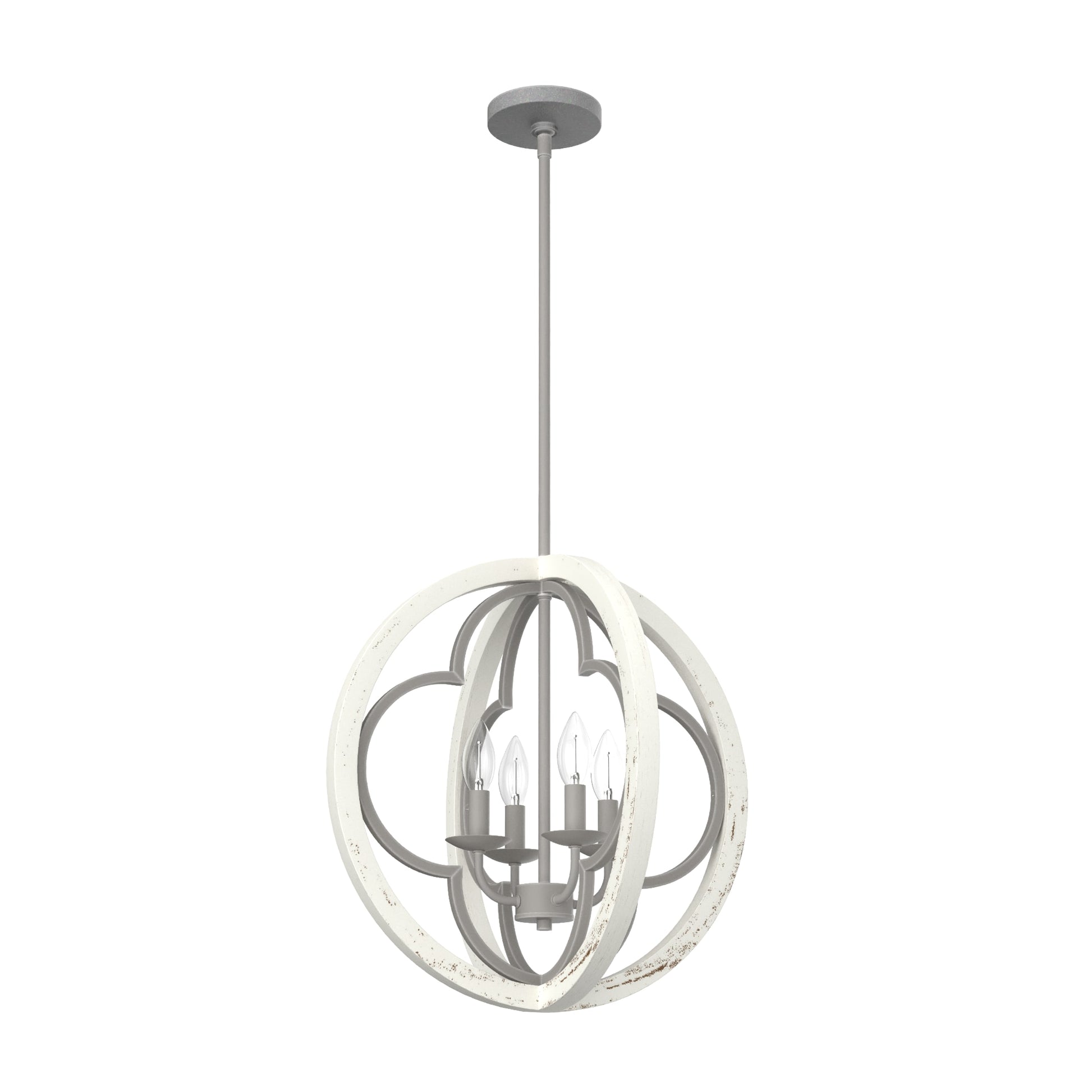 Hunter Gablecrest 4 -Light Concrete with Rustic White Rustic Geometric Medium Hanging Pendant light